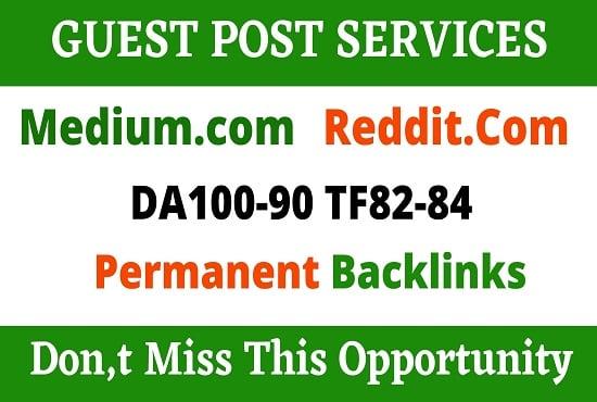 Write And Publish 2 Guest Post On Reddit.com, Medium.com