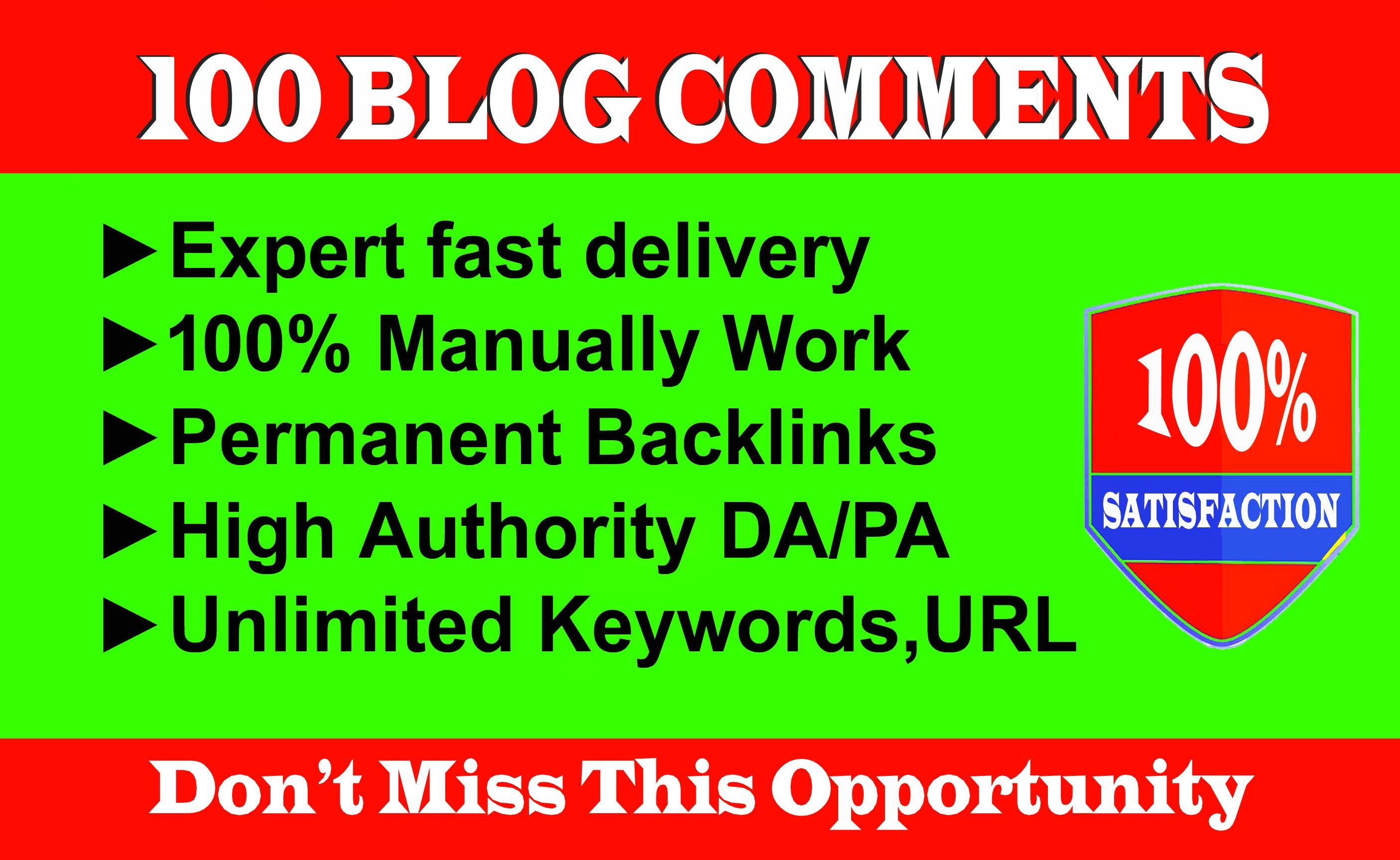 Manually Post 100 Permanent Blog Comments On High DA-PA Blog