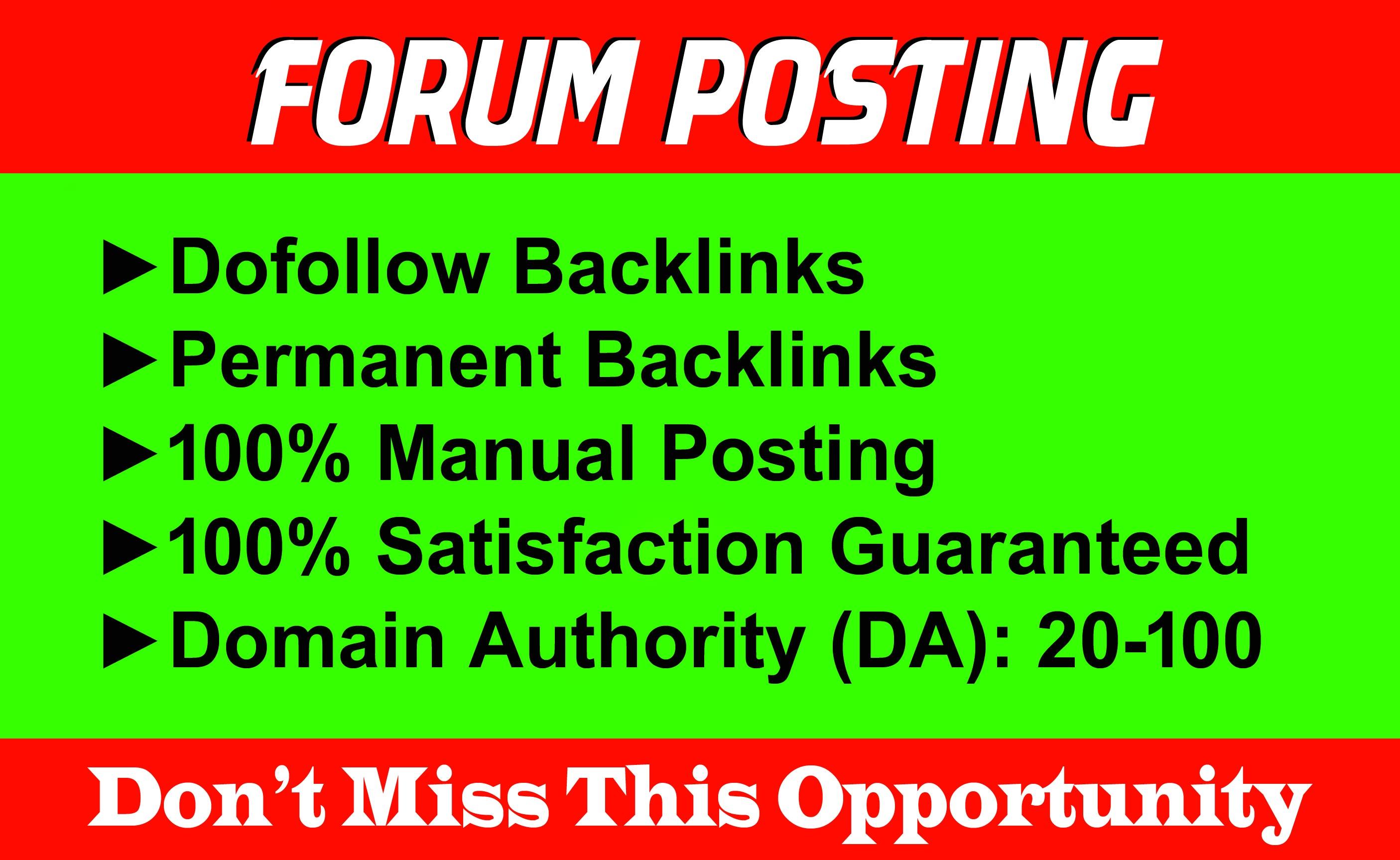 Manually 50 Forum Posting SEO Backlinks for Google Ranking