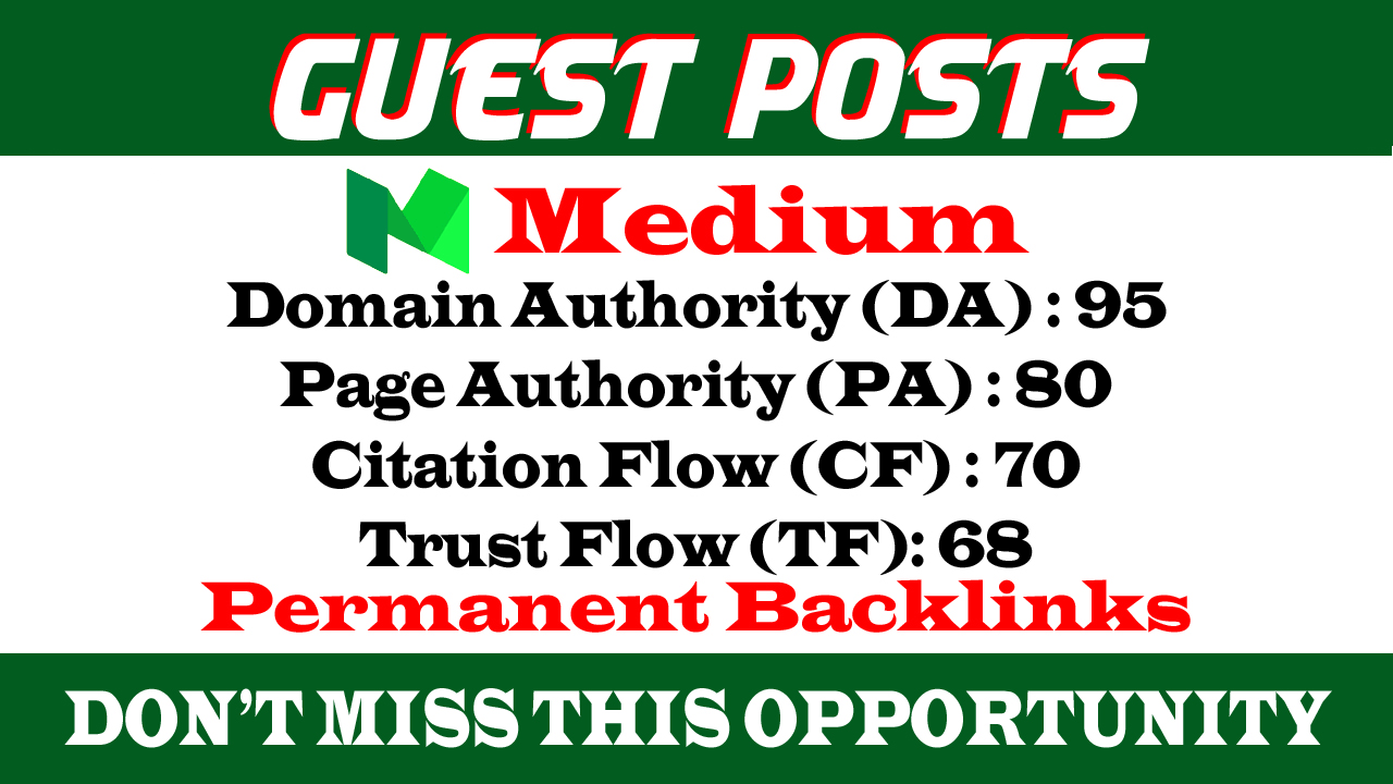 Write and Publish A Guest Posts on Medium.com DA 95 PA 80