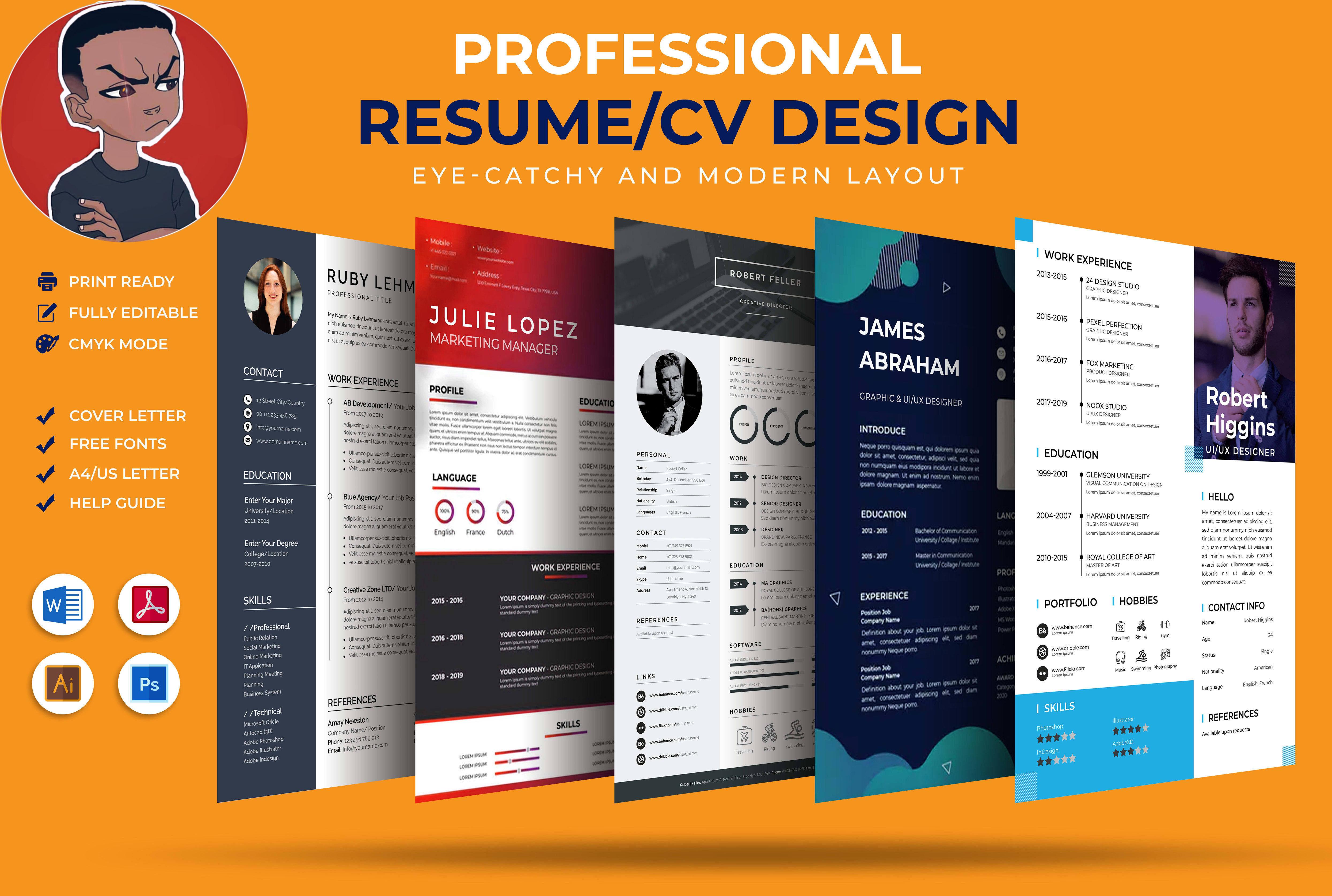 I Will Make Professional CV, Resume and Portfolio Design