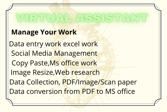  I will provide Virtual assistance perfect data collect,scrapping data entry