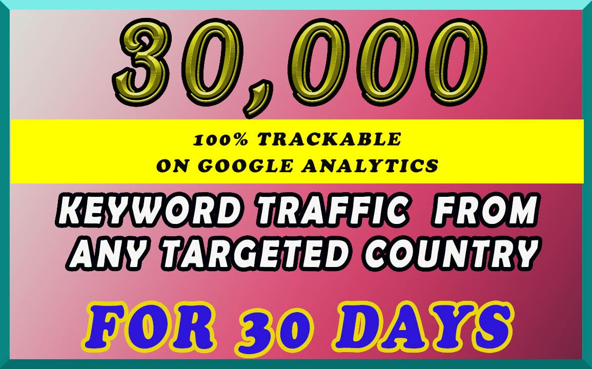 I will send organic 30k keyword targeted traffic from any targetd country