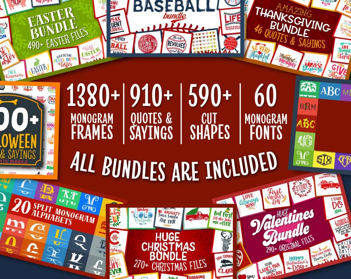 SVG Bundle - SVG DXF PNG pdf EPS files for Silhouette Files for Cricut Cut Files/Silhouette Studio, 