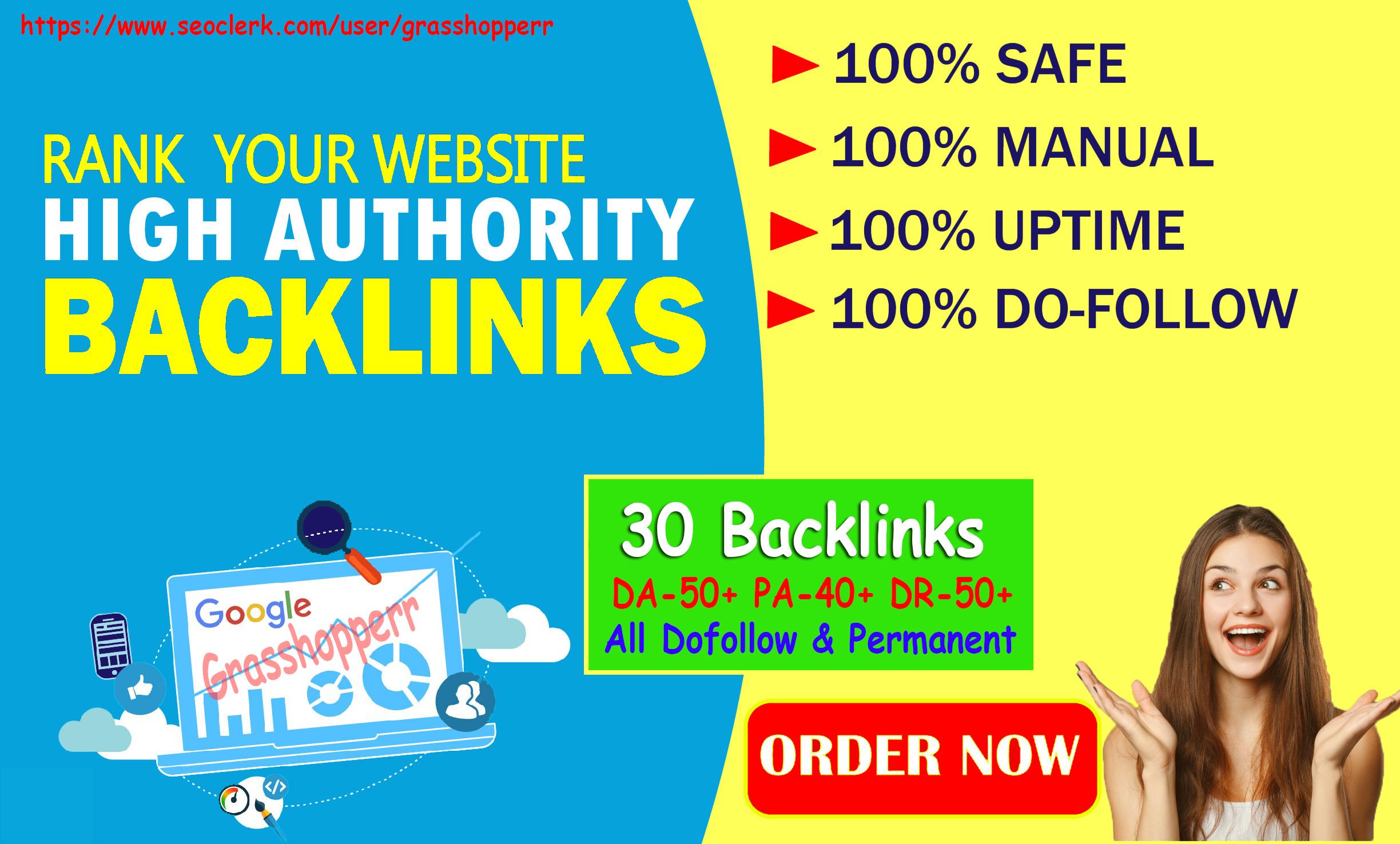 DA-50+ PA-40+ PR6+ 30 Homepage web2.0 Backlink Permanent & Dofollow With unique website