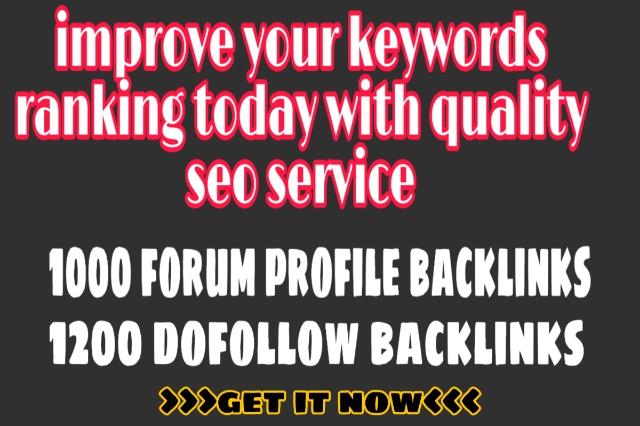 2200 backlinks 1000+ Forum profile and 1200+ do follow backlinks to skyrocket your website .