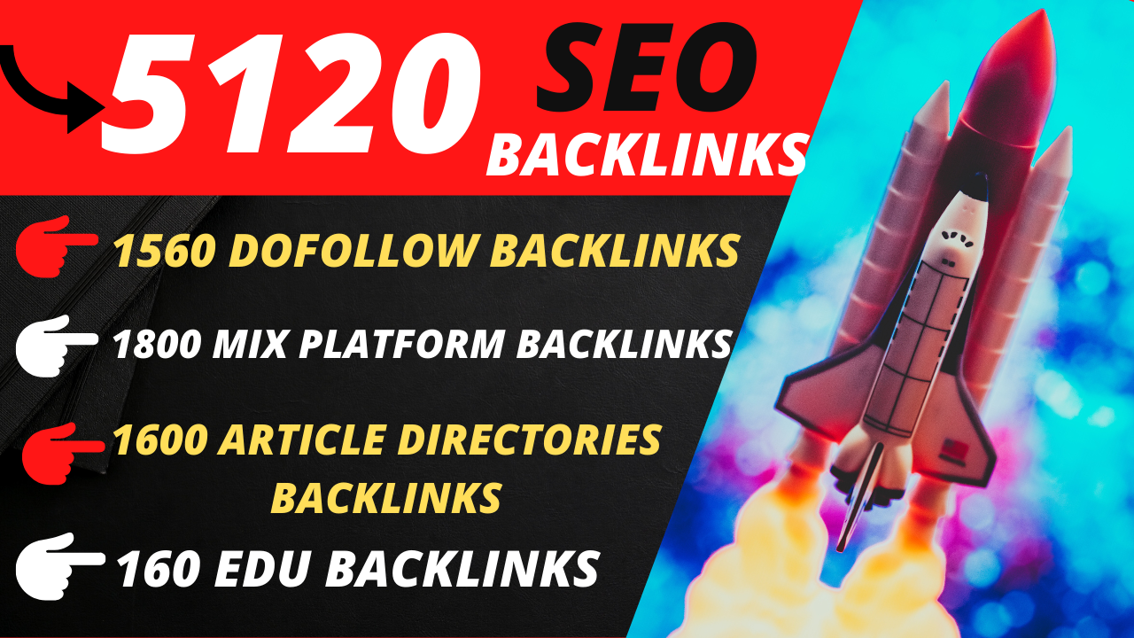 5120 backlinks Dofollow, EDU, Article directories and Mix platforms backlinks