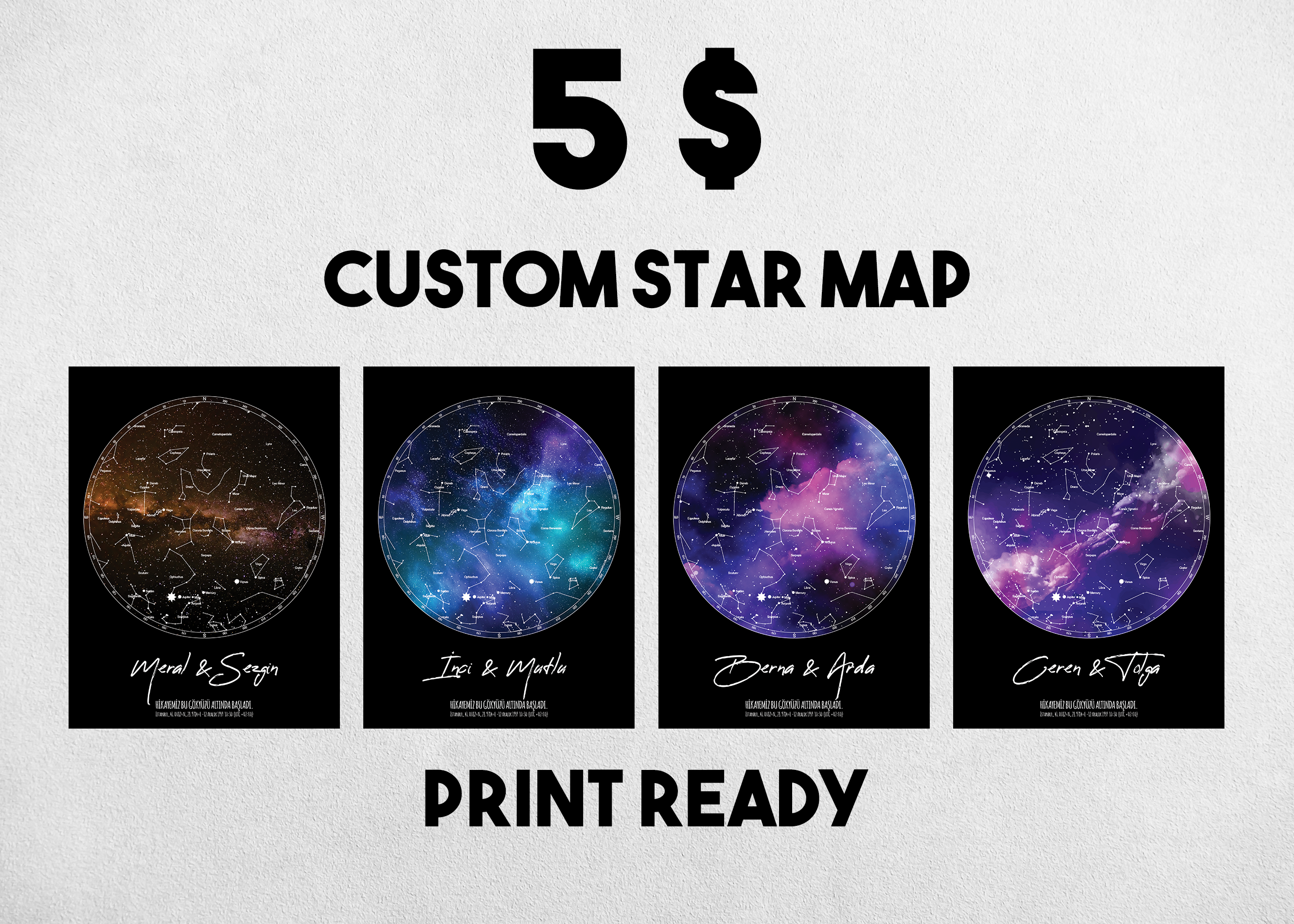 custom photo night sky star map or custom night sky star map
