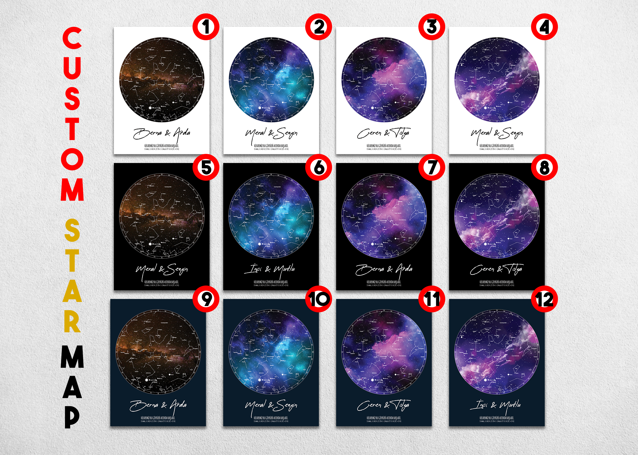 custom photo night sky star map or custom night sky star map