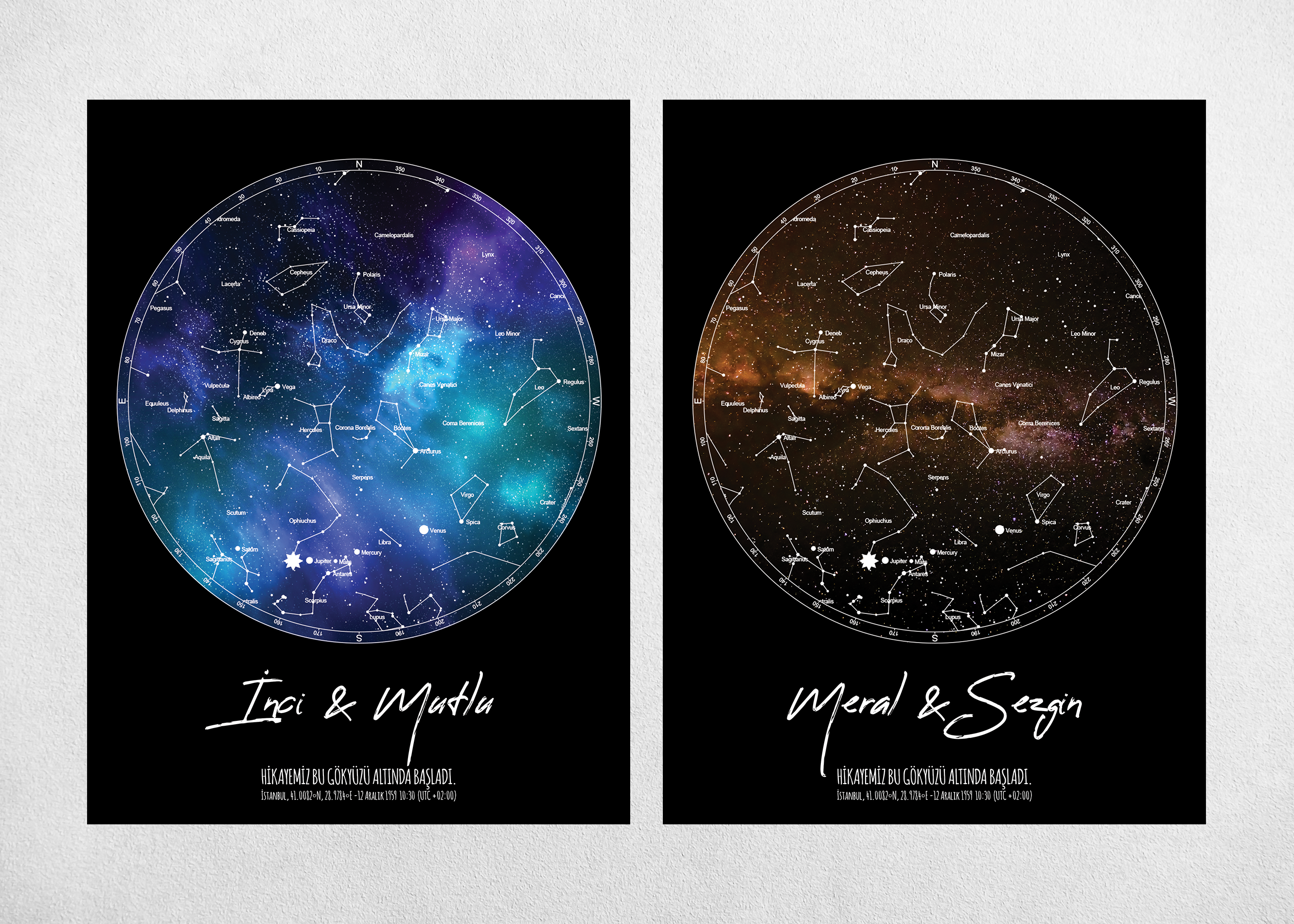 custom photo night sky star map or custom night sky star map