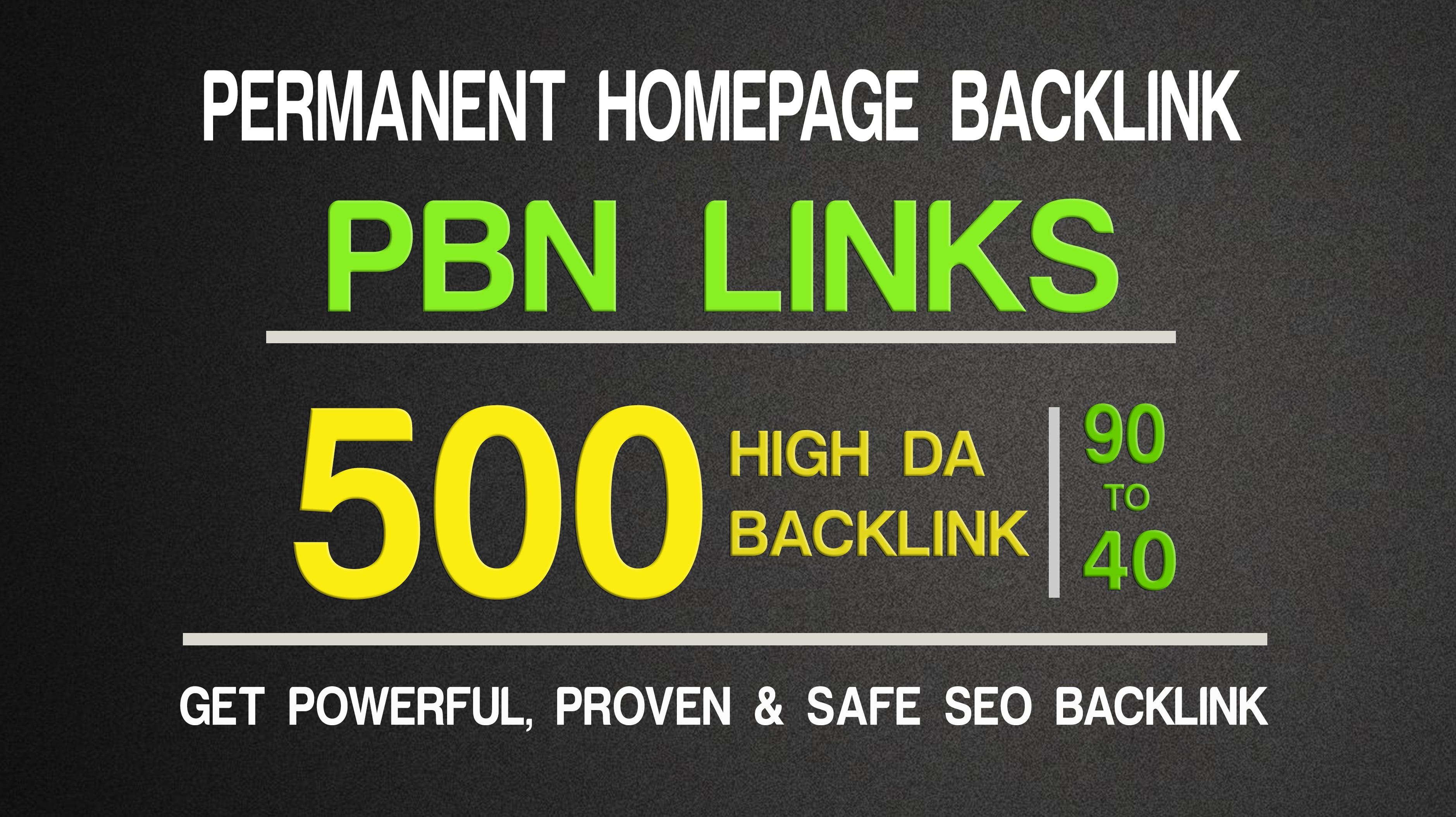 Get Extream 500 Parmanent BacklinK and PBN with high DA PA on your HomePage in unique website