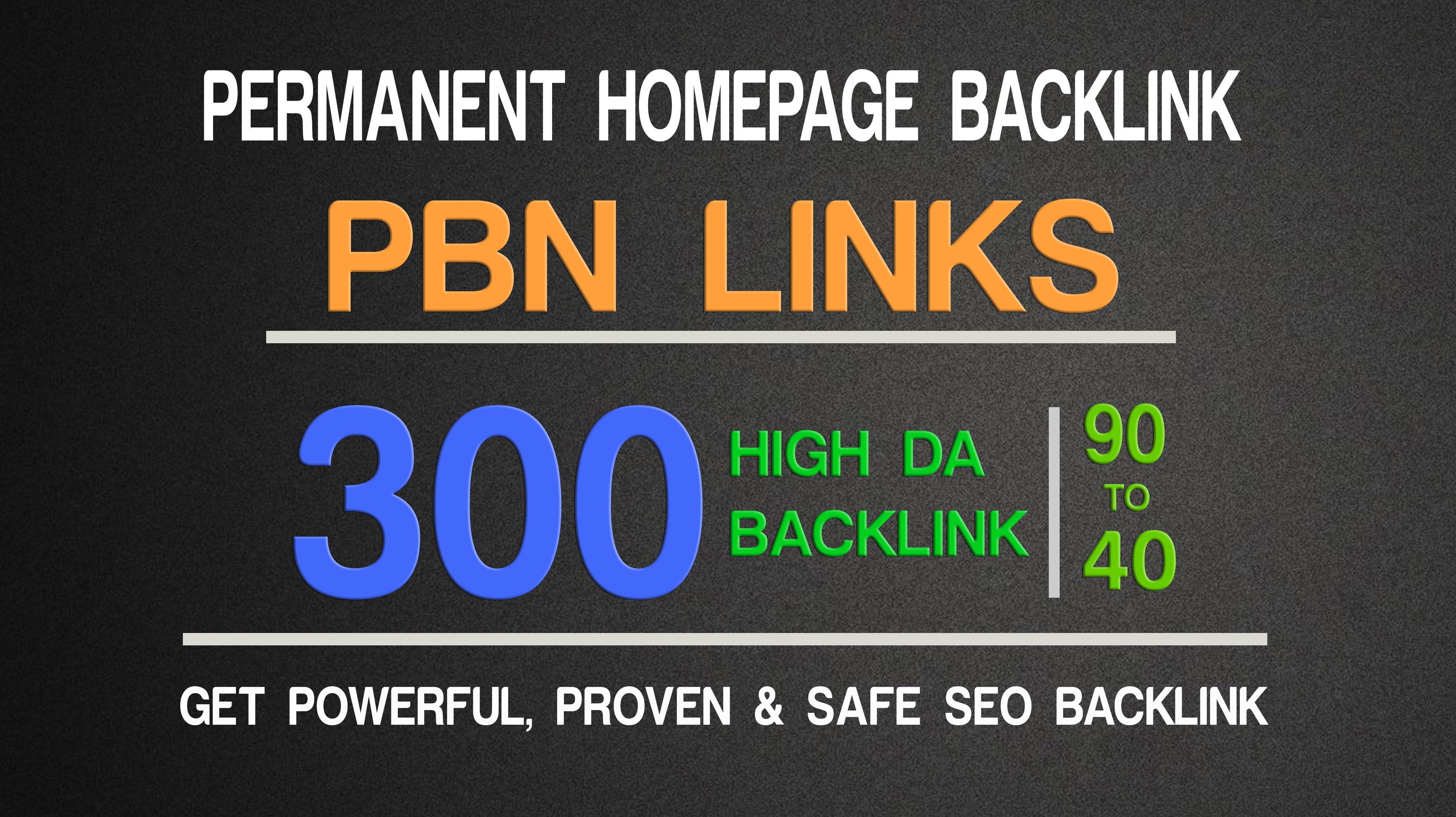 Get Powerfull 300 PBN parmanent Backlink with High DA/PA on your Homepage with unique website