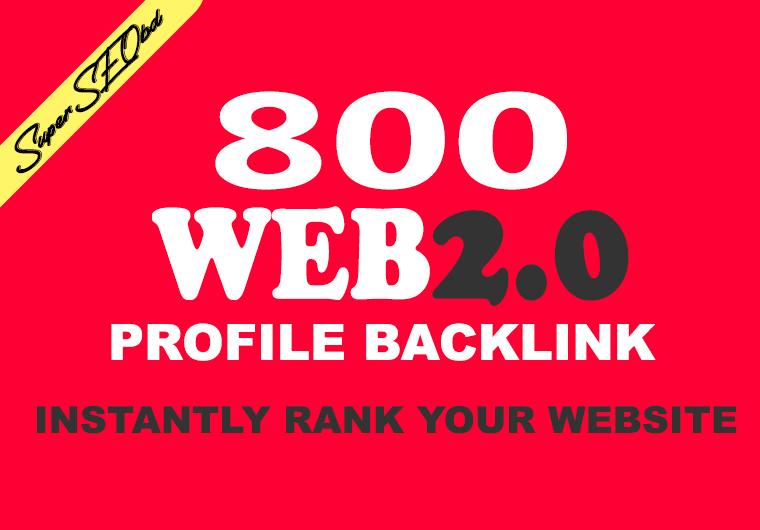 I will create 800 web 2.0 profile backlinks on high page rank sites