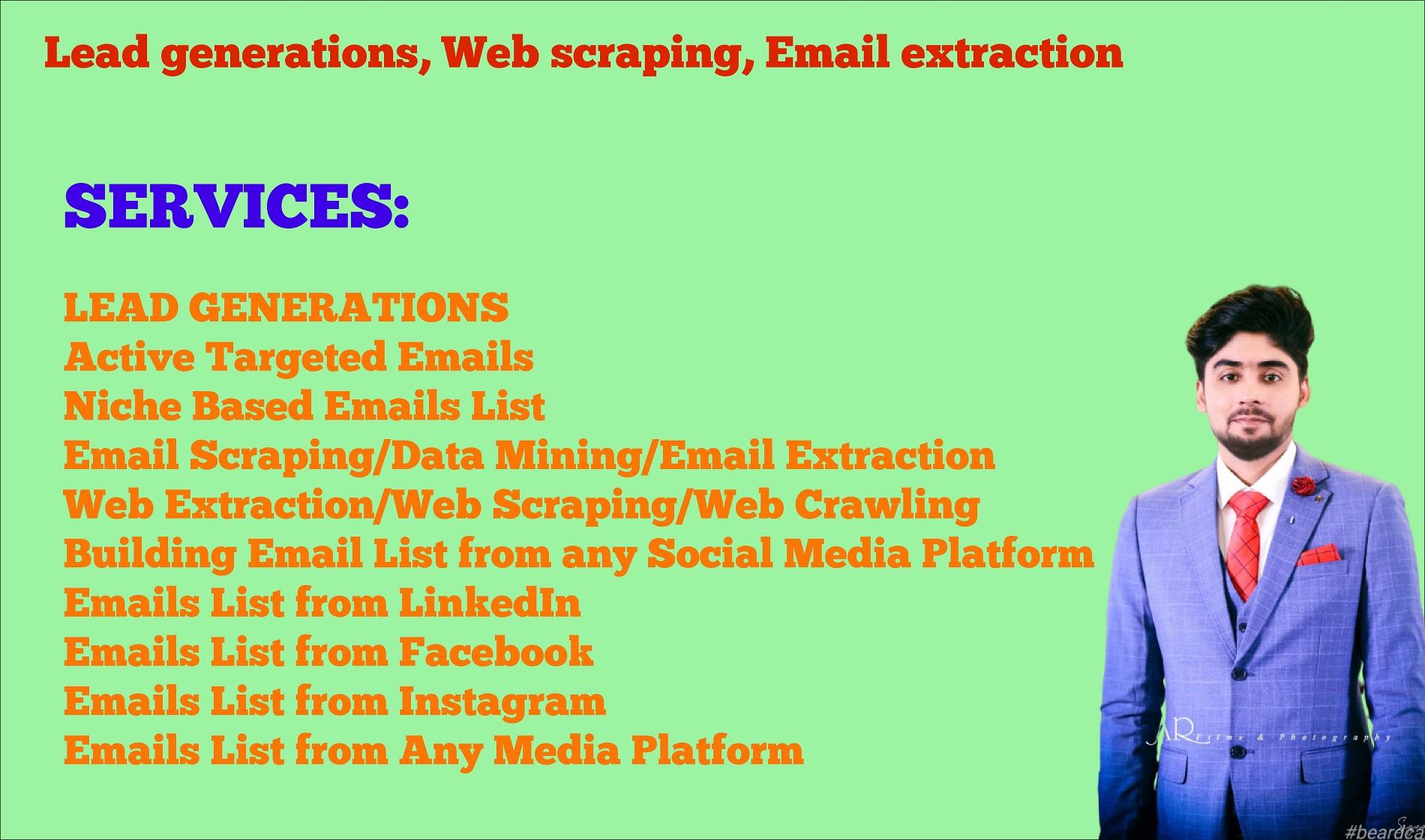 I will do lead generation, web scraping, email extraction in 24h