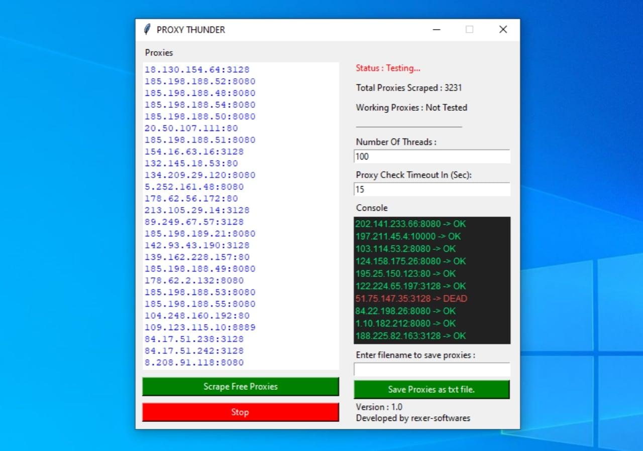 Proxy Thunder 2021 - Proxy Scraper to scrape thousands of proxies.