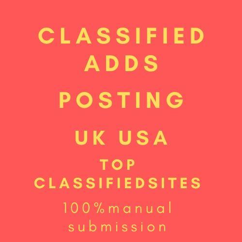 I will post 60 classified ads manually in top usa, uk sites