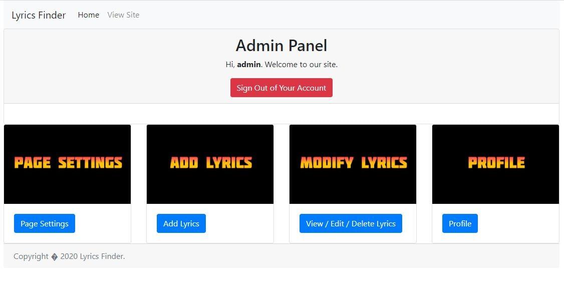 Music Lyrics Finder PHP Script with Admin Panel