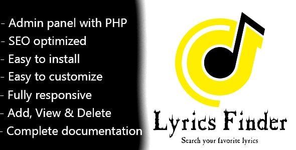 Music Lyrics Finder PHP Script with Admin Panel