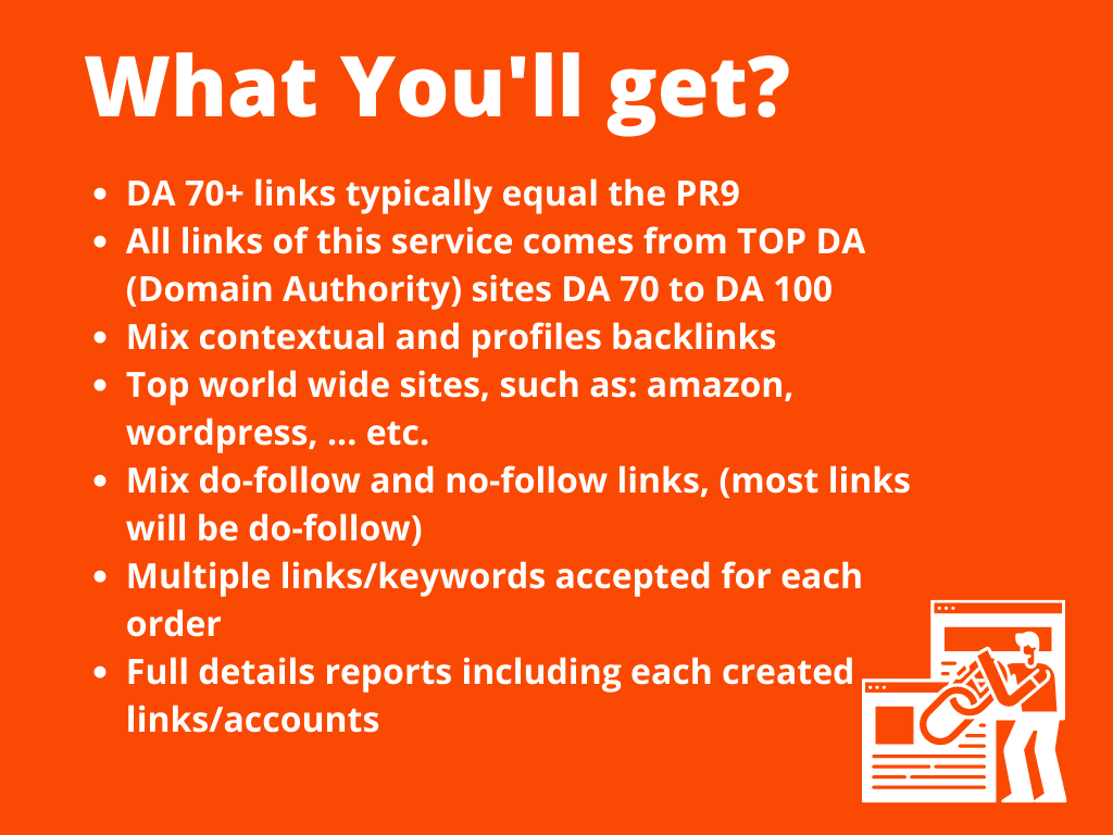 10 PR9 - DA (Domain Authority) 70+ Backlinks