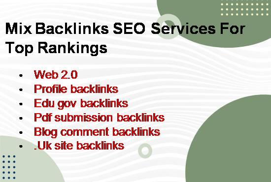 Create 100 mix backlinks off page seo from profile, web 2.0 edu gov and blog sites
