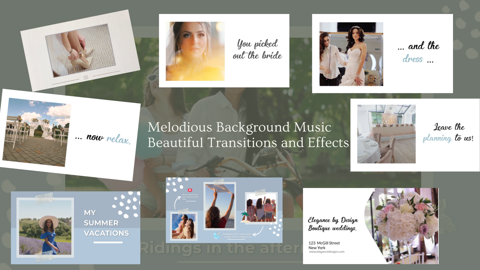 I will create elegant slideshow video with your pics and videos