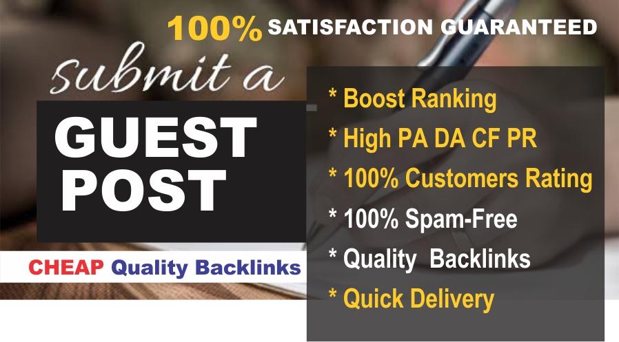 I will guest post on high DA website for traffic, Sales Exposure and Page Ranking