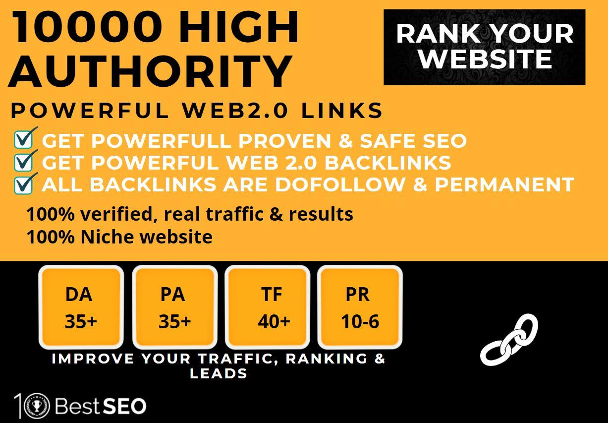 10000+web2.0 Backlink in your website homepage with HIGH DA/PA with unique websites