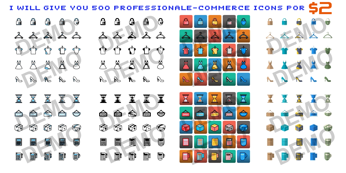 I Will Give You 500 ProfessionalE-Commerce Icons Mega Pack 