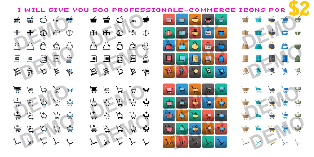 I Will Give You 500 ProfessionalE-Commerce Icons Mega Pack 