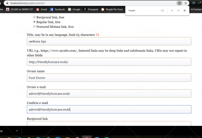I will do 100 directory submission, manually