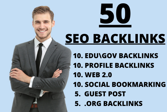 Increase your website ranking very fast with our 50 Dofollow seo backlinks on high DA PA sites 