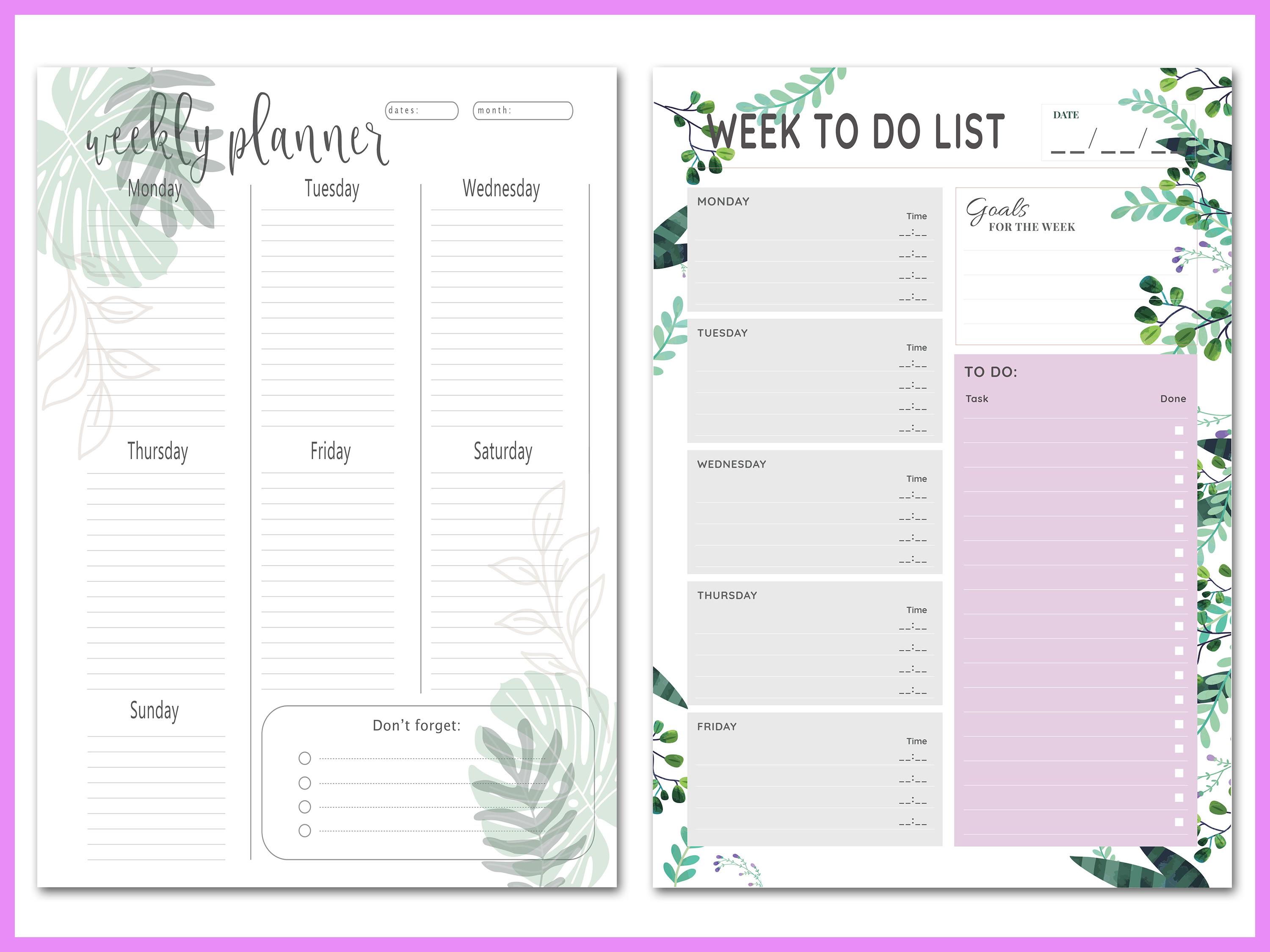 Planner Templates Bundle, Editable Planner Pages Pack