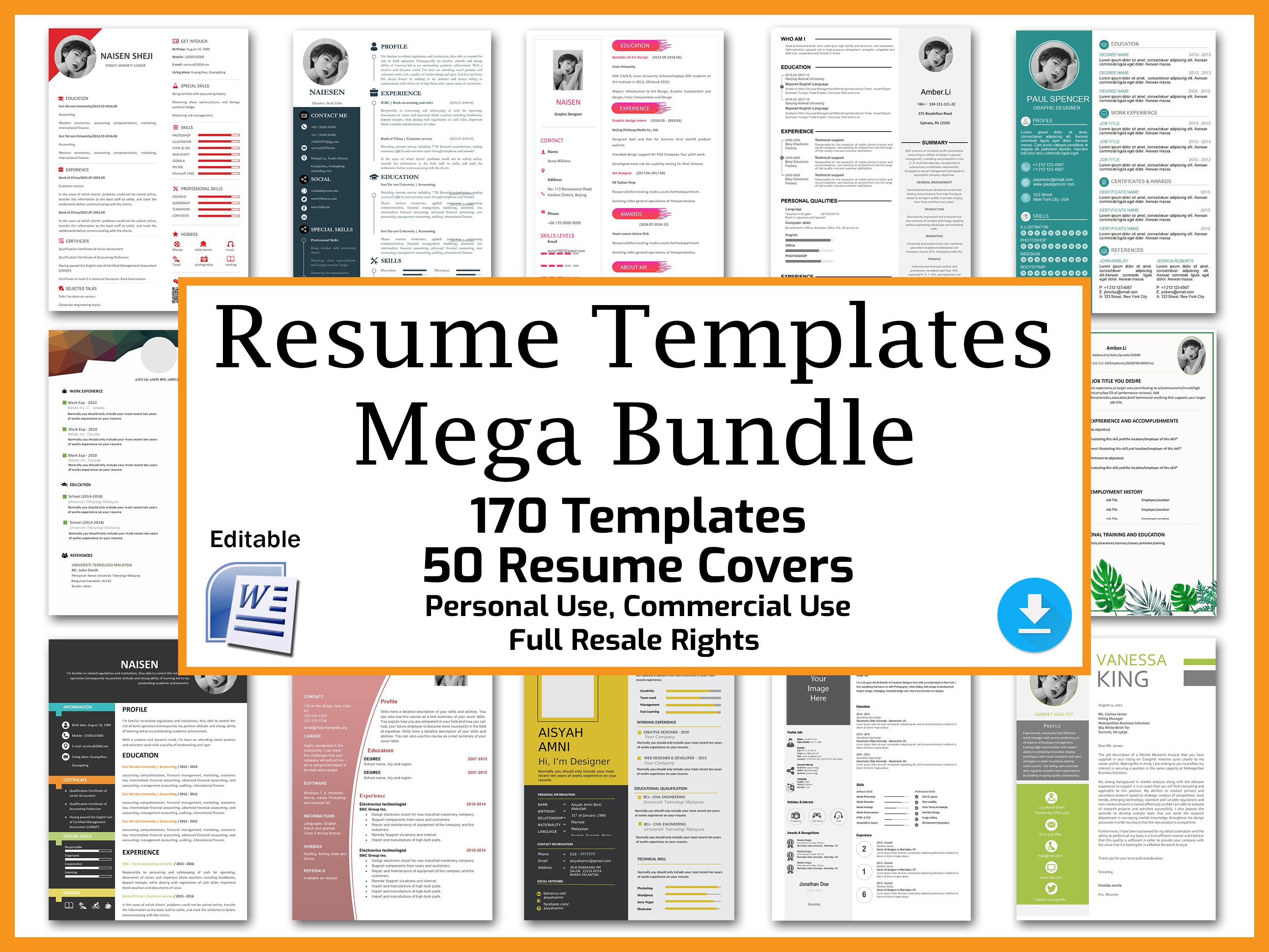 170 Resume Templates Bundle With 50 Covers