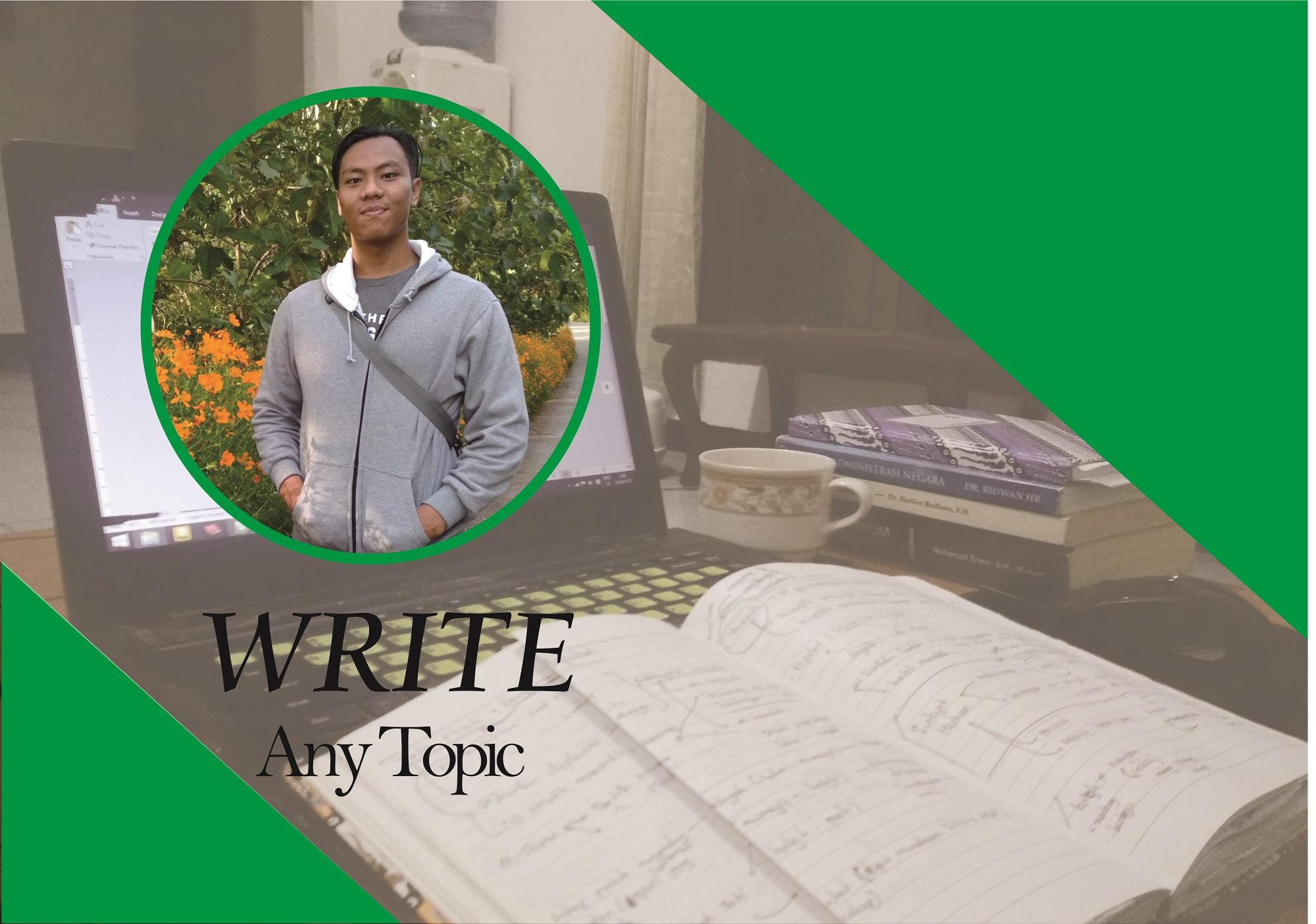 I will make any types of writting for you. especially essay, summary, pers release, and etc.