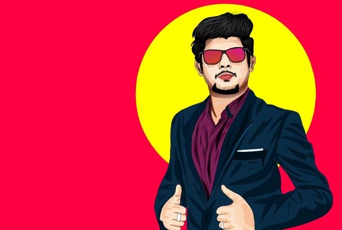 I will draw realistic cartoon vector portrait image of you