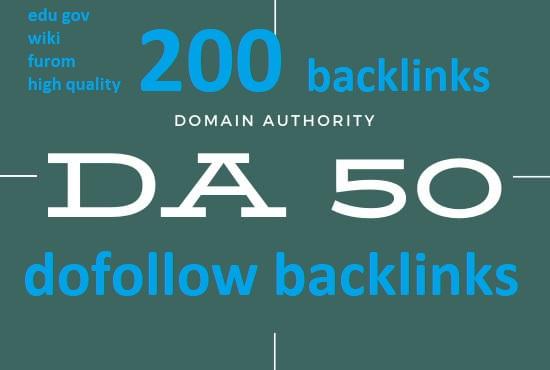 Create Domain Authority DA 50 Plus 50 edu,50 wiki,50 forum, 50 quality do-follow backlinks