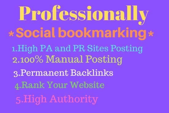 I will do 50 bookmarking in high pa,pr sites by manually