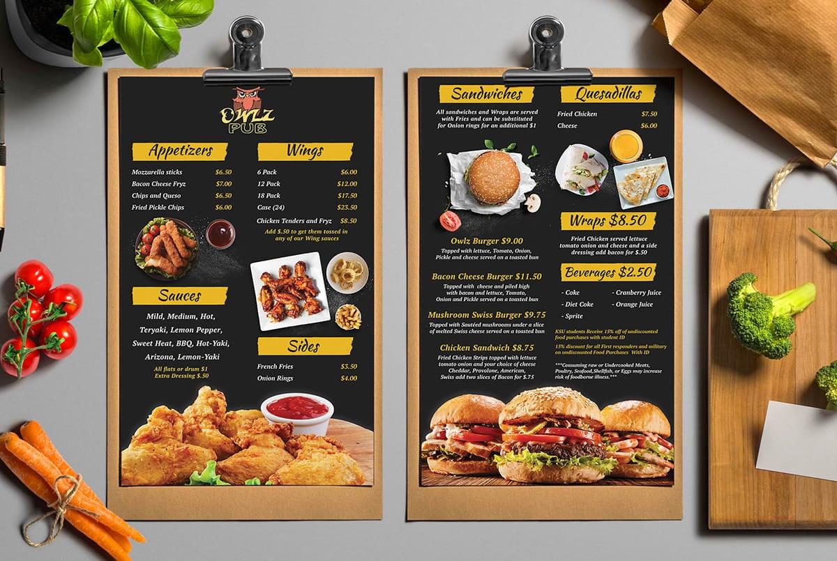 Professional amazing flyer, food menu, any kind of menu design