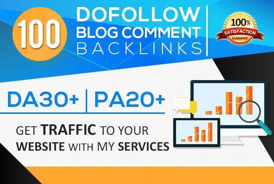 I will create 100 dofollow Blog comment backlinks DA30+ PA20+ For your Google Ranking