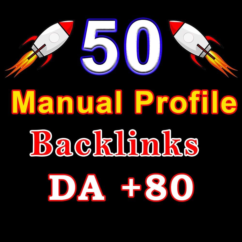 permanent 50 dofollow Profile Backlinks from high DA 60+ Websites manual work to improve your seo 