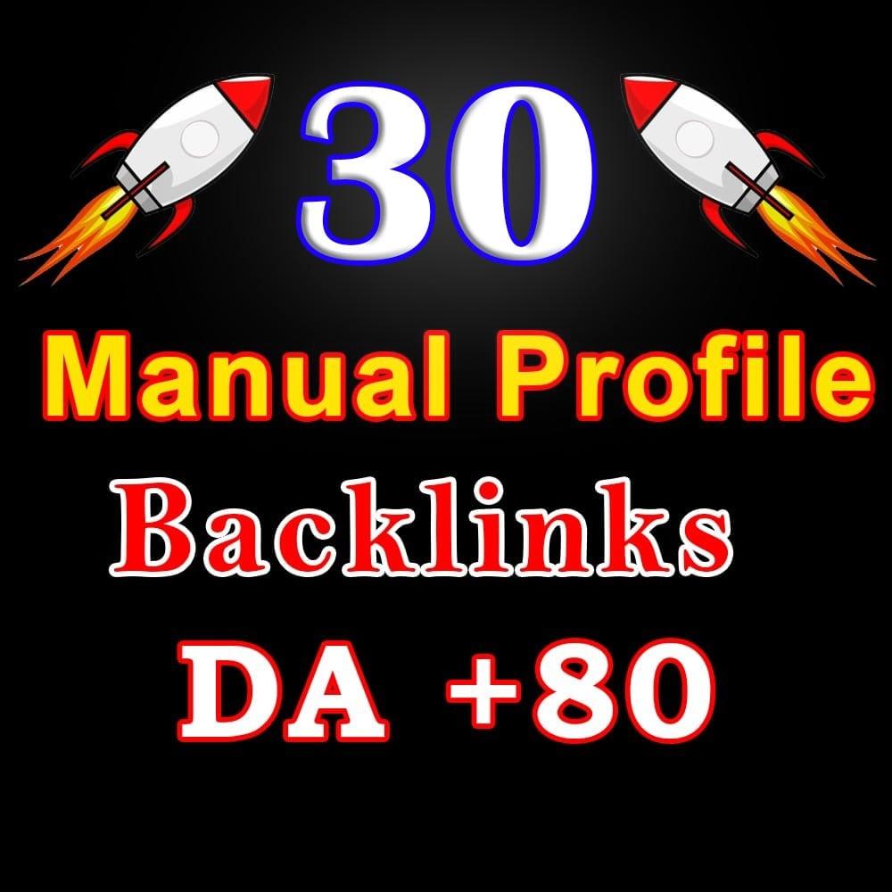Manual work,Permanent 30 Dofollow Profile Backlinks from high DA 80+ Websites to improve your seo 