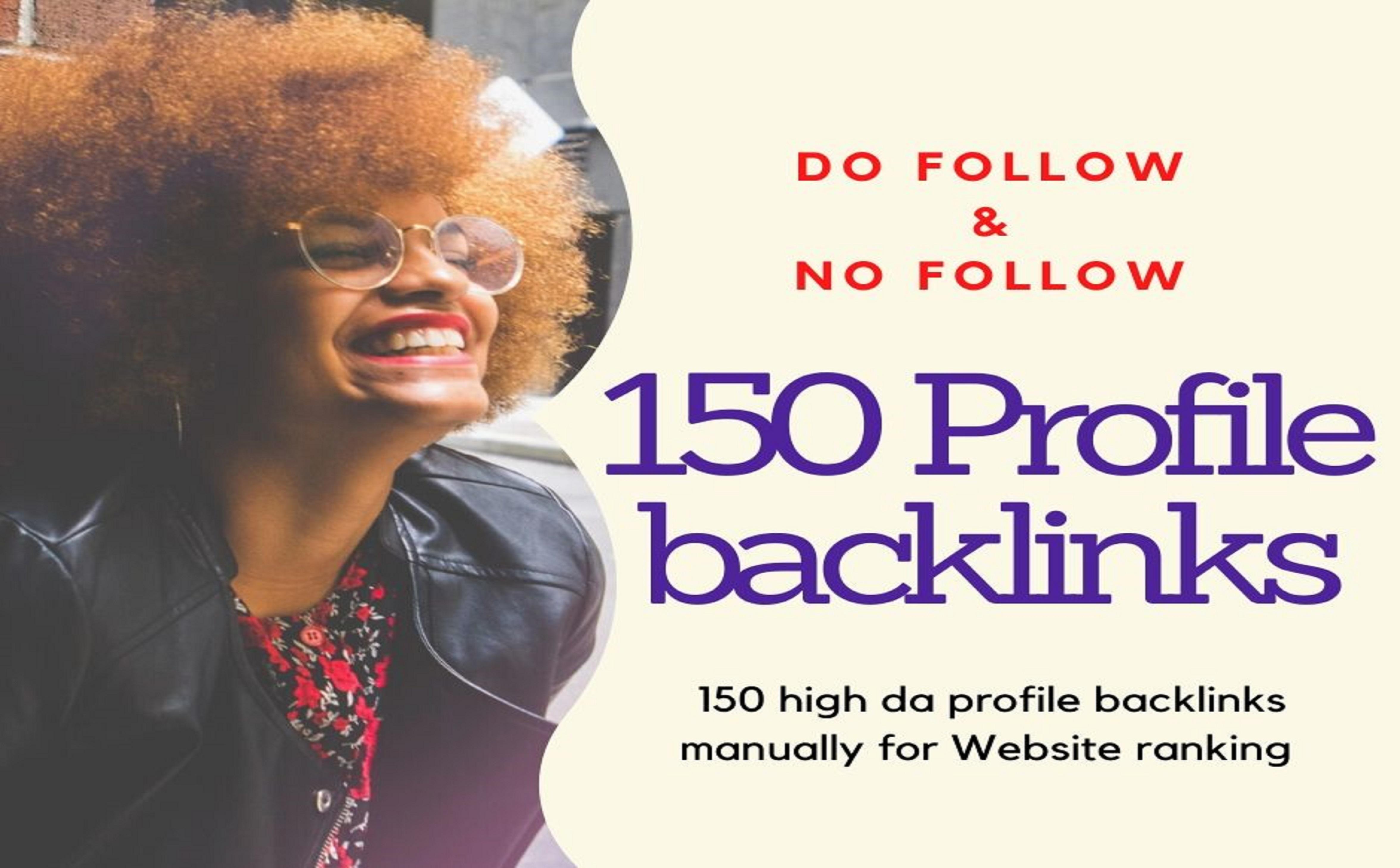 150 high da profile backlinks manually for Website ranking 