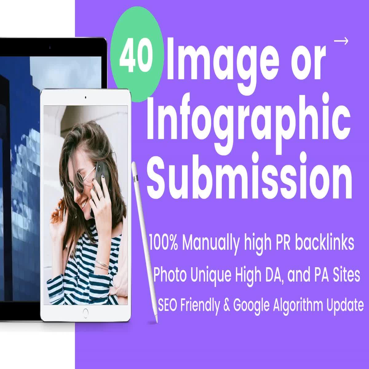 I will do 40 image or infographic submission on high quality sites