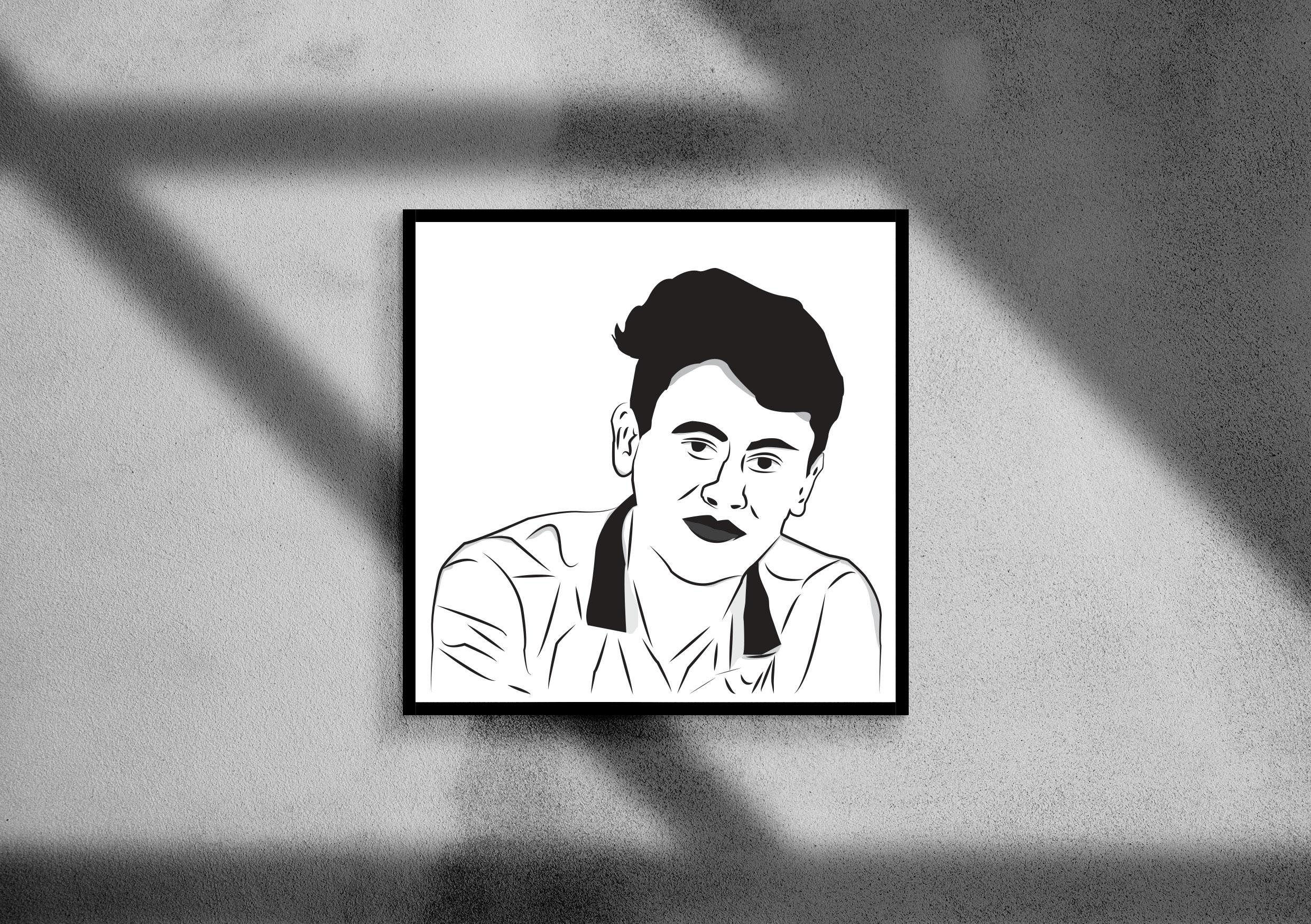 I will draw your portrait as a black and white cartoon