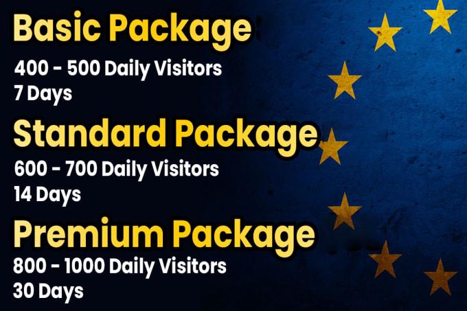 I will drive real Europe Eu targeted web traffic 3.5K VISITORS