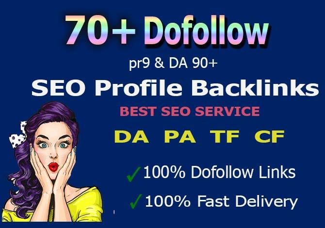 Create 70 pr9 high authority dofollow profile backlinks