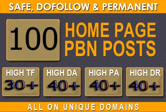 Get Super 100+ Premium PBN BACKLINK with high DA/PA/CF/TF in your hompage WITH Unique Website