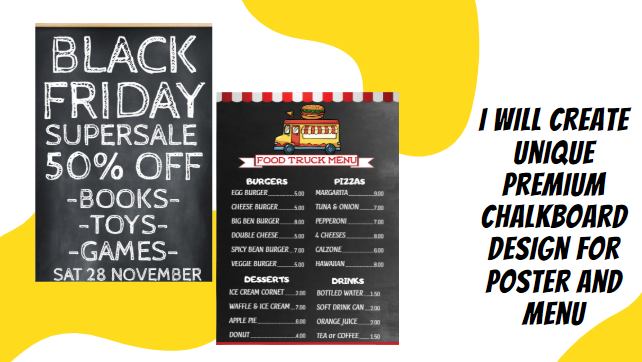 I Will Create Unique Premium Chalkboard Design For Poster And Menu