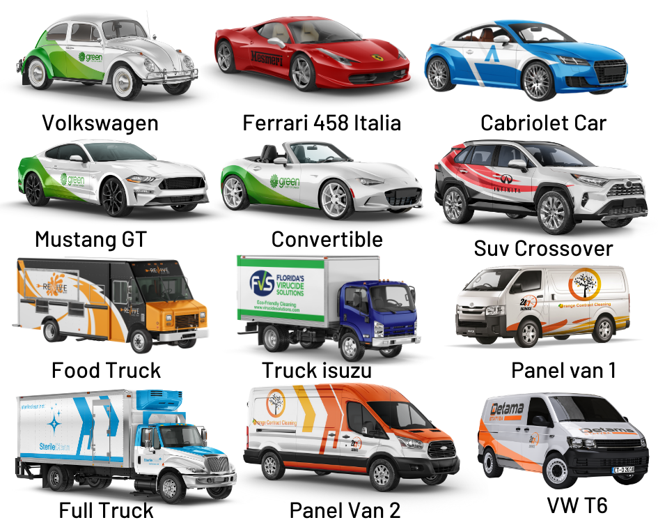 I will put your logo on 3d car, truck, bus,van or vehicle models wrap design mockup