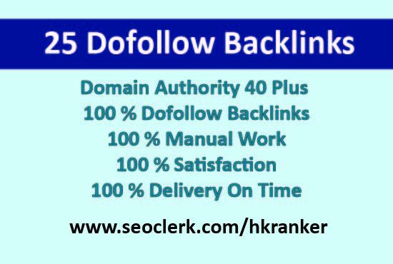 I will submit 25 high quality DA 40 plus dofollow backlinks